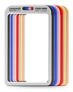 Metal badge ID holder colour range with a customisable option for a single-colour printed design