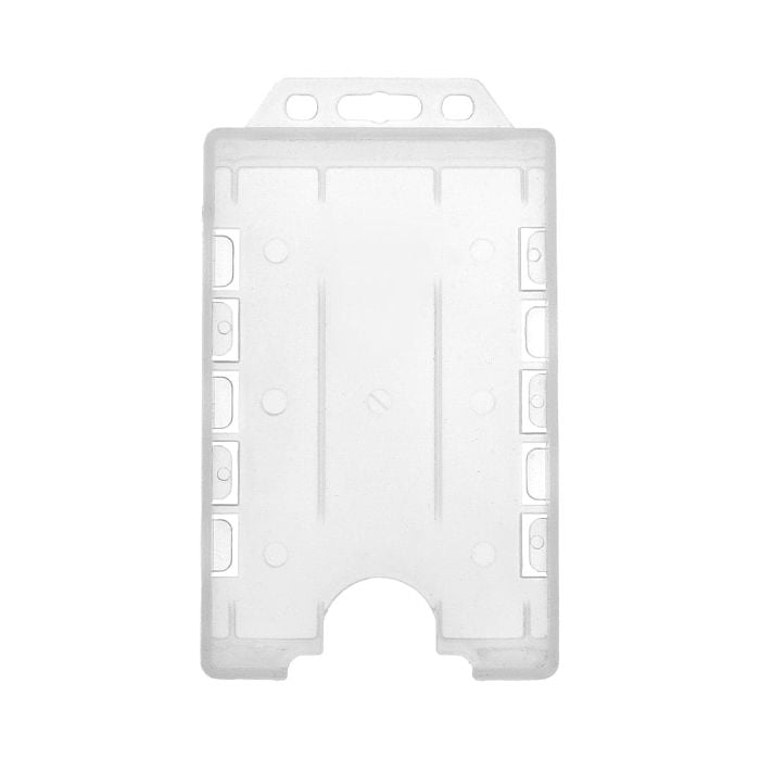 RFID Blocking Secure Badge Holder Lite Molded and Assembled in The USA Vertical 1 Card Holder Heavy Duty Hard Plastic ID Card Holder Clear Quanty 5 