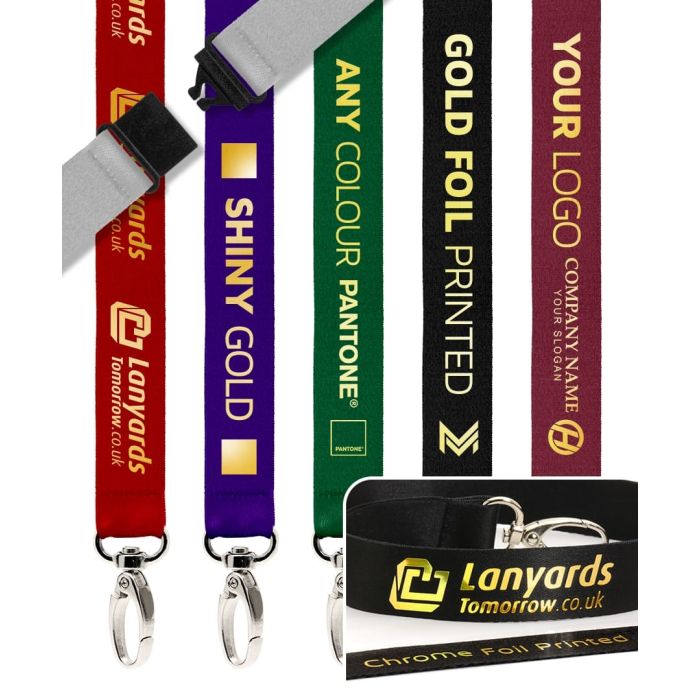 Gold Foil Print Custom Lanyard Luxury Personalised Lanyards