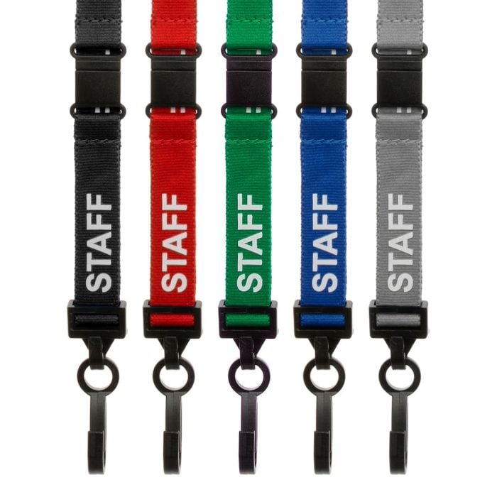 30 Pcs Safety Breakaway Staff Lanyards Pre Printed Green Neck Lanyard Staff Neck Strap With Swivel Plastic Clip And Safety Breakaway Catch Staff Badge Lanyard For Identity Id Card Pass Badge Holder