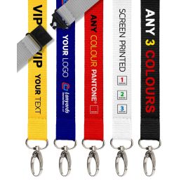3 Colour Screen Printed Personalised lanyards | Flat Polyester